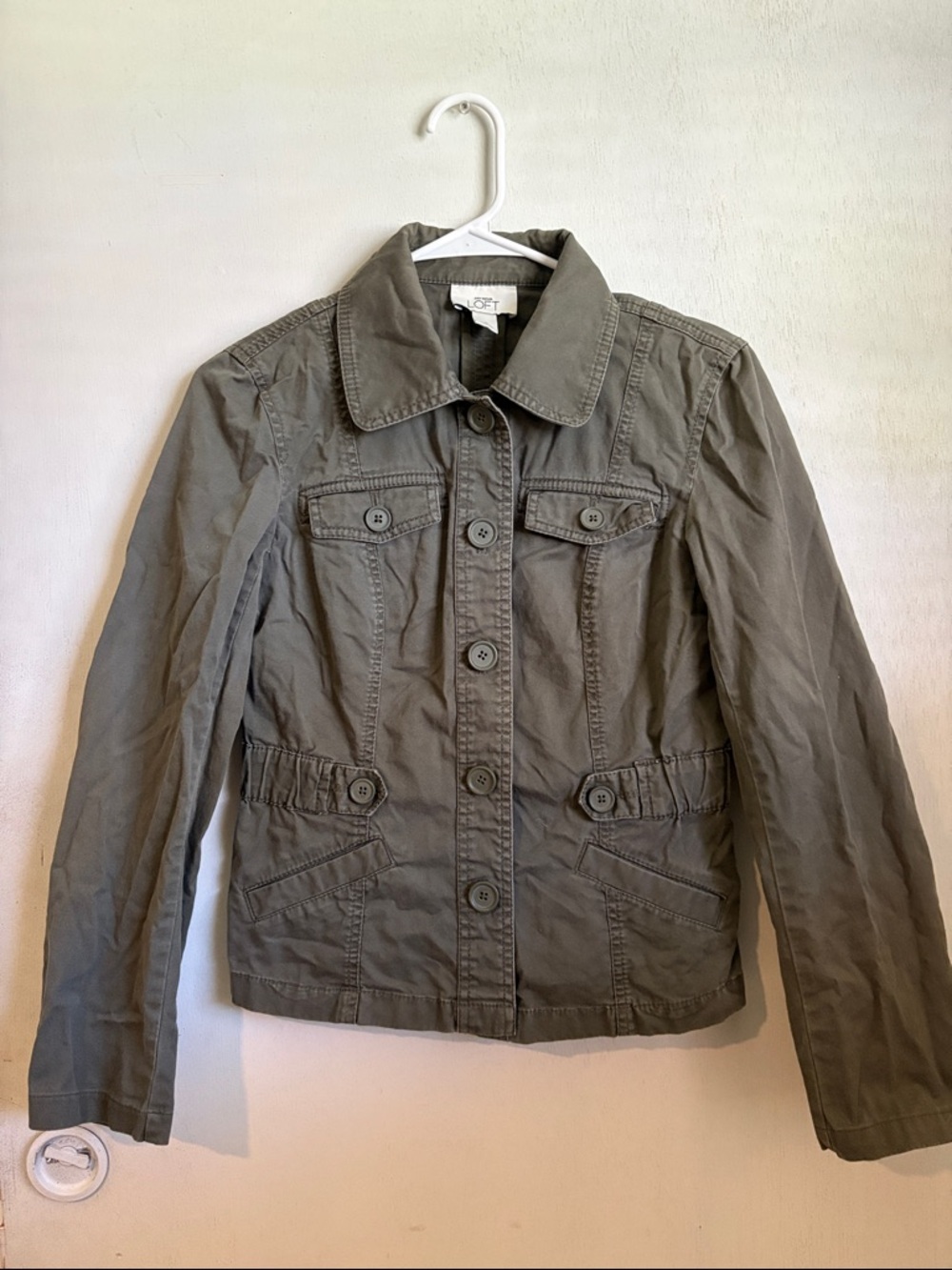 LOFT Olive Utility Button-Up Jacket